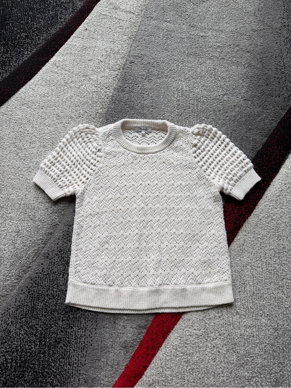Madewell Ivory Crochet Knit Coastal Boho Tee